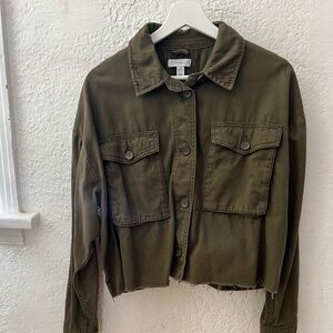 Topshop Cropped Raw Hem Utility Jacket